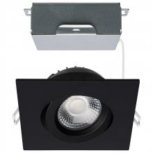  S11622R1 - 12 Watt LED Direct Wire Downlight; Gimbaled; 4 Inch; CCT Selectable; Square; Remote Driver; Black