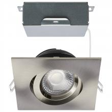  S11623R1 - 12 Watt LED Direct Wire Downlight; Gimbaled; 4 Inch; CCT Selectable; Square; Remote Driver; Brushed