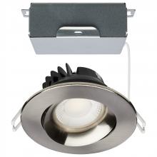  S11626R1 - 12 Watt LED Direct Wire Downlight; Gimbaled; 3.5 Inch; CCT Selectable; Round; Remote Driver; Brushed
