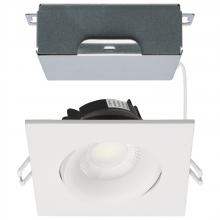  S11627R1 - 12 Watt LED Direct Wire Downlight; Gimbaled; 3.5 Inch; CCT Selectable; Square; Remote Driver; White