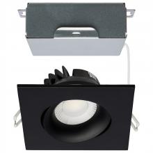  S11628R1 - 12 Watt LED Direct Wire Downlight; Gimbaled; 3.5 Inch; CCT Selectable; Square; Remote Driver; Black