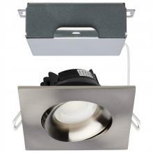  S11629R1 - 12 Watt LED Direct Wire Downlight; Gimbaled; 3.5 Inch; CCT Selectable; Square; Remote Driver;