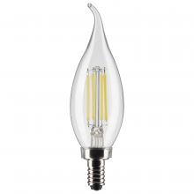  S21842 - 4 Watt CA10 LED; Clear; Candelabra Base; 5000K; 350 Lumens; 120 Volt; 2-Pack