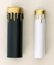  S70/372 - 2 Candle Covers; White With Gold Drip; 4" Height