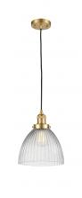  201C-SG-G222-LED - Seneca Falls - 1 Light - 10 inch - Satin Gold - Cord hung - Mini Pendant