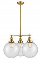  207-SG-G204-10-LED - Beacon - 3 Light - 24 inch - Satin Gold - Stem Hung - Chandelier