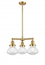  207-SG-G322-LED - Olean - 3 Light - 19 inch - Satin Gold - Stem Hung - Chandelier