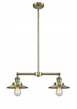  209-AB-M4AB-LED - Railroad - 2 Light - 21 inch - Antique Brass - Stem Hung - Island Light