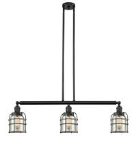  213-BK-G58-CE-LED - Bell Cage - 3 Light - 39 inch - Matte Black - Stem Hung - Island Light