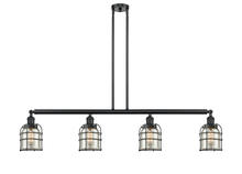  214-BK-G58-CE-LED - Bell Cage - 4 Light - 50 inch - Matte Black - Stem Hung - Island Light