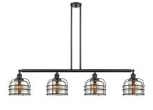  214-BK-G78-CE - Bell Cage - 4 Light - 53 inch - Matte Black - Stem Hung - Island Light