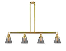  214-SG-G63-LED - Cone - 4 Light - 51 inch - Satin Gold - Stem Hung - Island Light