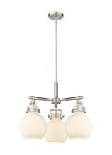 Innovations Lighting 411-3CR-SN-G410-7WH - Newton Sphere - 3 Light - 21 inch - Satin Nickel - Pendant