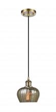  516-1P-AB-G96-LED - Fenton - 1 Light - 7 inch - Antique Brass - Cord hung - Mini Pendant