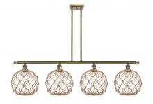  516-4I-AB-G122-10RB - Farmhouse Rope - 4 Light - 48 inch - Antique Brass - Cord hung - Island Light