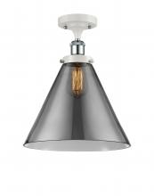  916-1C-WPC-G43-L-LED - Cone - 1 Light - 12 inch - White Polished Chrome - Semi-Flush Mount