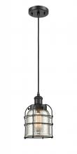  916-1P-BK-G58-CE-LED - Bell Cage - 1 Light - 5 inch - Matte Black - Cord hung - Mini Pendant