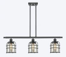  916-3I-BK-G58-CE-LED - Bell Cage - 3 Light - 36 inch - Matte Black - Stem Hung - Island Light