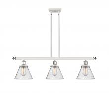  916-3I-WPC-G44-LED - Cone - 3 Light - 36 inch - White Polished Chrome - Stem Hung - Island Light