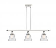  916-3I-WPC-G64-LED - Cone - 3 Light - 36 inch - White Polished Chrome - Stem Hung - Island Light