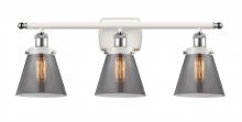  916-3W-WPC-G63-LED - Cone - 3 Light - 26 inch - White Polished Chrome - Bath Vanity Light