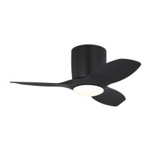 Generation Lighting 3TTHR32MBKD - Titus 32 Hugger LED Ceiling Fan in Midnight Black with Midnight Black Blades and Light Kit