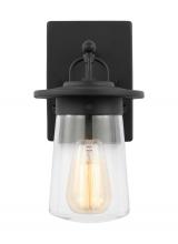  8508901EN7-12 - Tybee casual 1-light LED outdoor exterior small wall lantern sconce in black finish with clear glass
