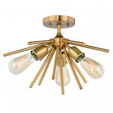  C0164 - Estelle 17-in Semi Flush Ceiling Light Natural Brass