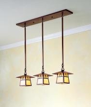  CICH-8/3BGW-BK - 8" carmel 3 light in-line chandelier with bungalow overlay