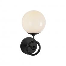  WV407306MBGO - Fiore 6-in Matte Black/Glossy Opal Glass 1 Light Wall Vanity