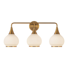 Alora Lighting VL524326AGOP - Hazel 26-in Aged Gold/Opal Matte Glass 3 Lights Vanity