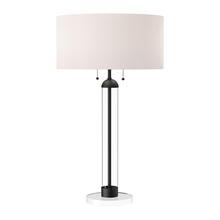  TL567218MBWL - Sasha 18-in Matte Black/White Linen 2 Lights Table Lamp