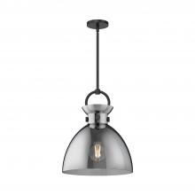  PD411814MBSM - Waldo 14-in Matte Black/Smoked 1 Light Pendant