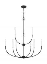  3167109EN-112 - Greenwich modern farmhouse 9-light LED indoor dimmable chandelier in midnight black finish
