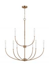  3167109EN-848 - Greenwich modern farmhouse 9-light LED indoor dimmable chandelier in satin brass gold finish