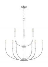  3167109EN-962 - Greenwich modern farmhouse 9-light LED indoor dimmable chandelier in brushed nickel silver finish