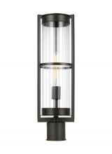  8226701-71 - Alcona transitional 1-light outdoor exterior post lantern in antique bronze finish with clear fluted