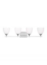  DJV1024CH - Toffino Modern 4-Light Bath Vanity Wall Sconce in Chrome Finish With Milk Glass Shades