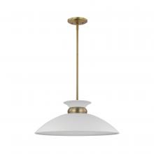  60/7464 - Perkins; 1 Light; Medium Pendant; Matte White with Burnished Brass