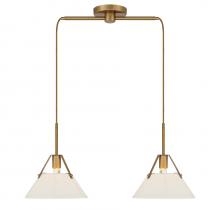  M100108NB - 2-Light Linear Chandelier in Natural Brass