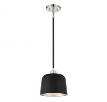  M70118MBKPN - 1-Light Pendant in Matte Black with Polished Nickel