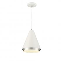  M70122WHPN - 1-Light Pendant in White with Polished Nickel
