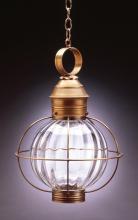  2842-AC-MED-CSG - Caged Round Hanging Antique Copper Medium Base Socket Clear Seedy Glass