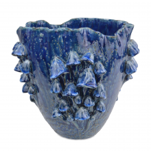  1200-0829 - Conical Mushrooms Large Dark Blue Vase