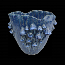 1200-0828 - Conical Mushrooms Medium Dark Blue Vase