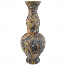  1200-0730 - Brown Marbleized Double Gourd Vase