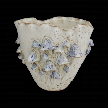  1200-0826 - Black Forest Mushrooms Medium Ivory Vase